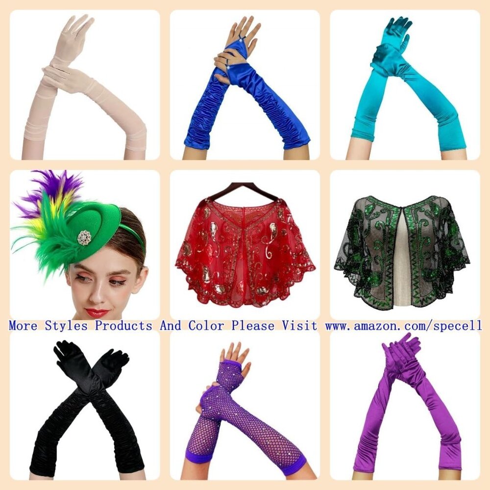 Women's A-K-Blue Flowers Embroidered Lace Gloves Cocktail Party Costumes - Picture 6 of 6